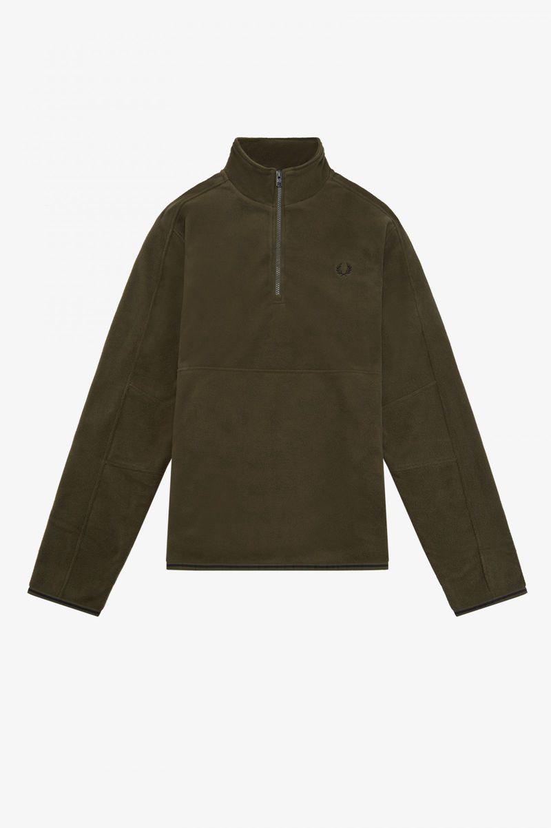 Green Fred Perry Polar Fleece Half Zip Track Men's Jackets | PH 1231UZGT